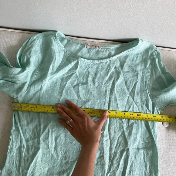 TERZO Millennio 100% Linen Oversized Long Sleeve Tunic Blouse with Lace Size M - Picture 8 of 10